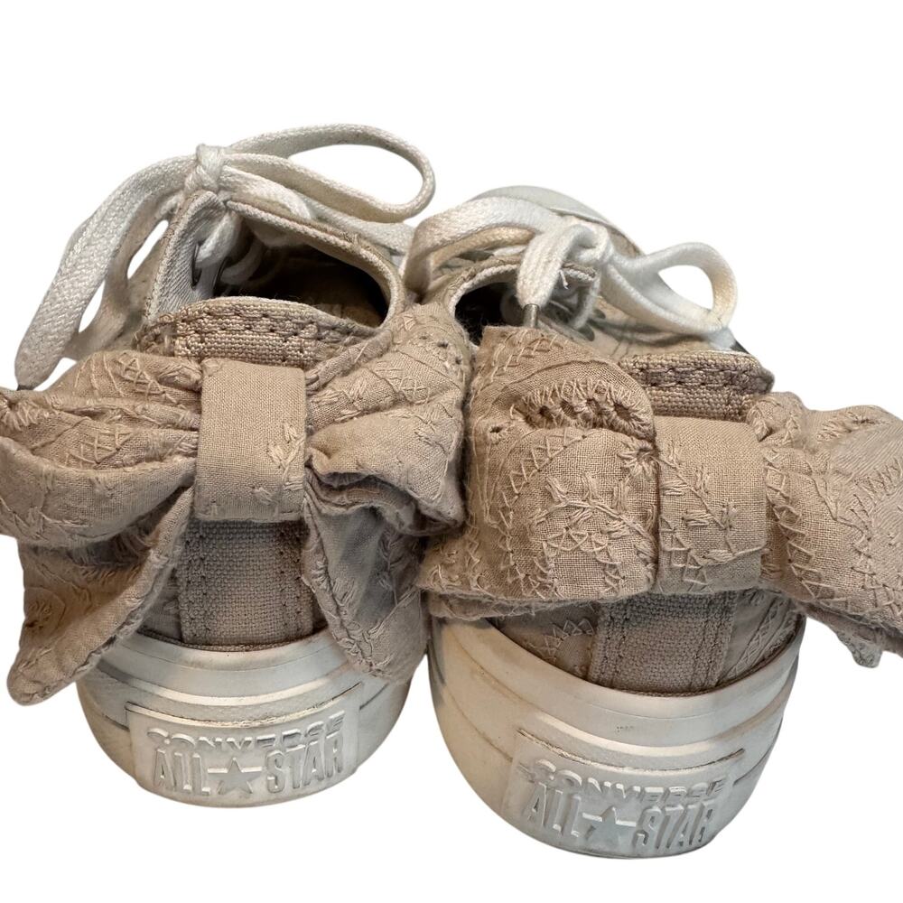 Converse All Star Lift Platform Bow Beige Embroidered Eyelet Sneakers Women 7.5